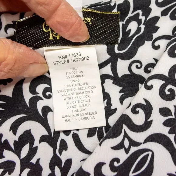 Women's Size 12 Large Sleeveless Dress dBy Ltd. Black White Floral Knee Length - Picture 4 of 5